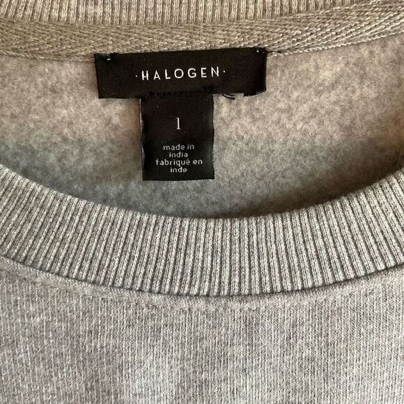 Halogen Sweatshirt Crew Neck Heather Grey Rose Gold Glitter Graphic Large - Picture 3 of 10